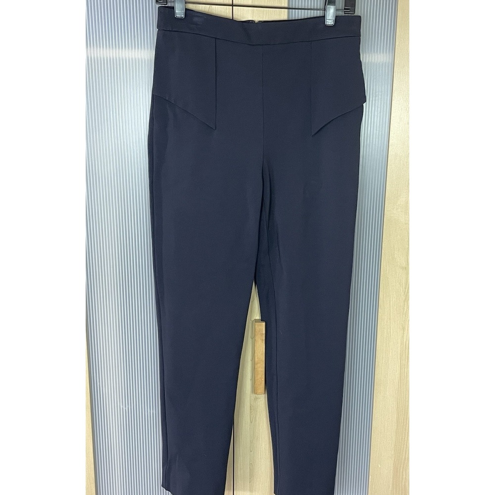 Cushnie Et Ochs Women Blue Cropped Straight Leg Pants Sz 8 Designer Party Casual